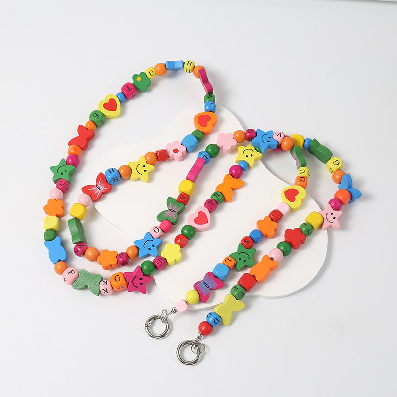 Wooden Bead Crossbody Chain Diy Phone Case Chain