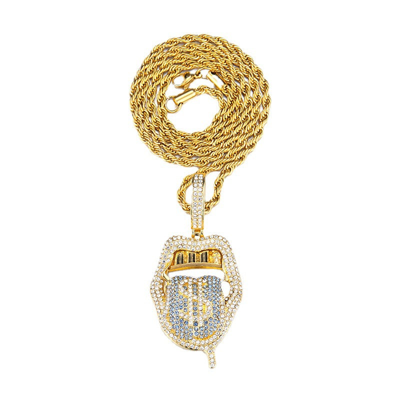 Full Diamond Skull Lickitone Dollar Pendant Design Creative