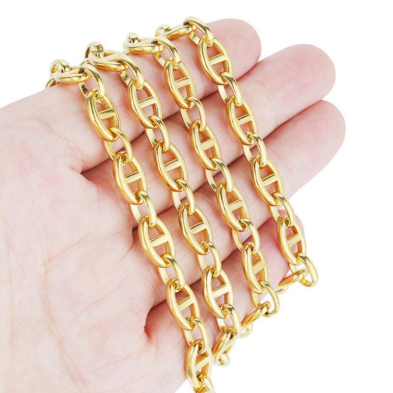 8Mm Stainless Steel Japanese Chain Bold Pig Nose