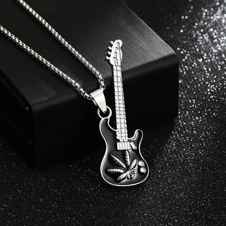 Guitar Pendant Necklace For Men Colorful Oil Drip