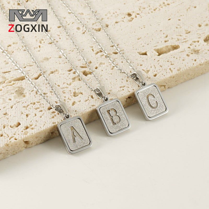 Stainless Steel Sand Pressing Letter Pendant Women'S Color