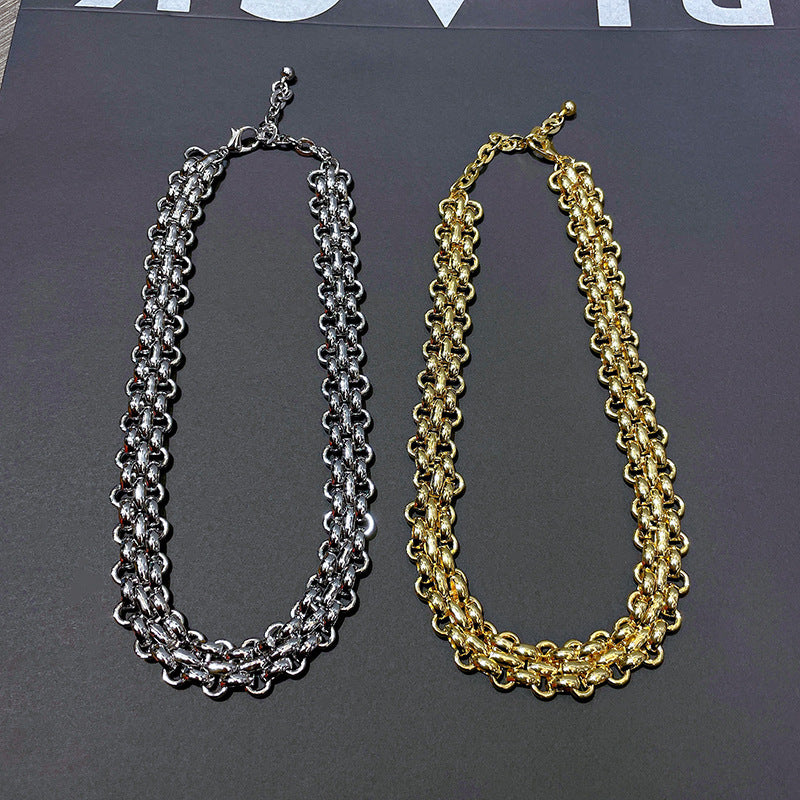 Wide Thick Chain Neutral Hip Hop Style Clavicle