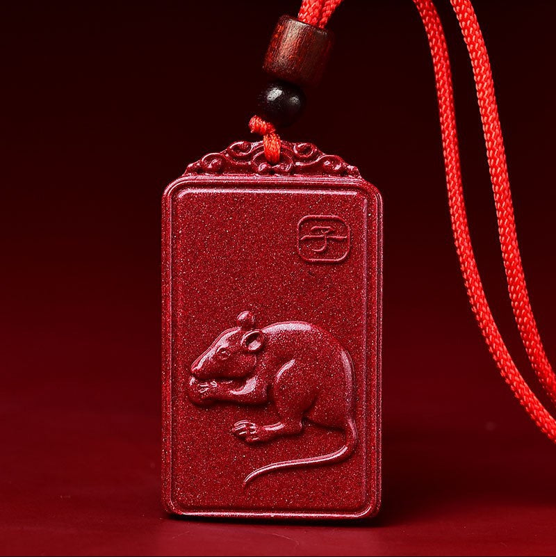 Natural Raw Ore Cinnabar Double Sided Buddha Pendant