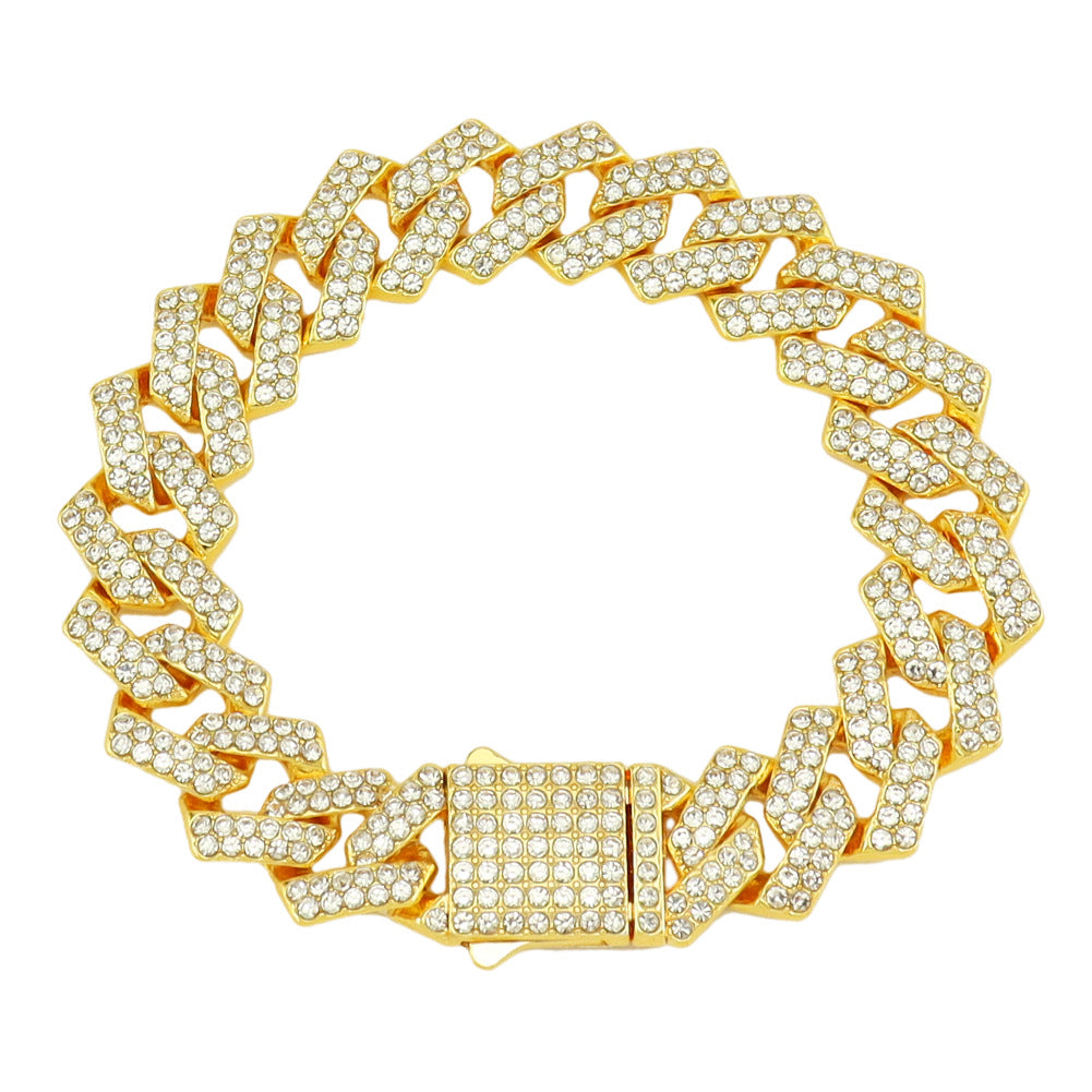 15Mm Diamond Shaped Spring Buckle Cuban Chain Hipster