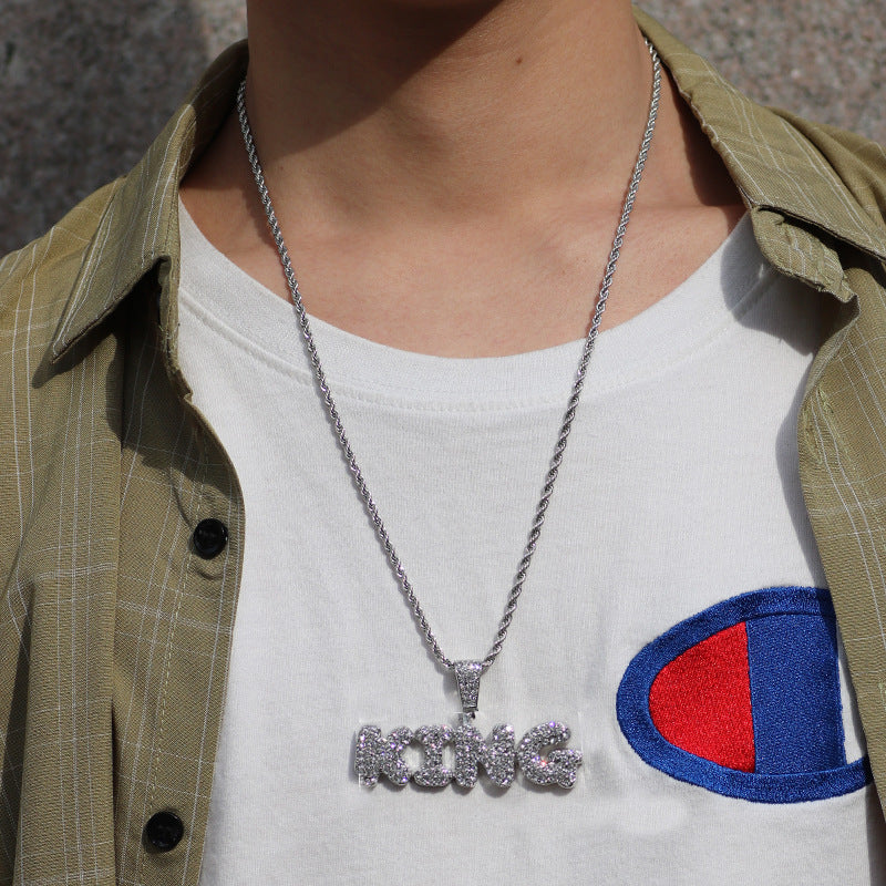Hip Hop Versatile Men'S Diamond Studded Letter King