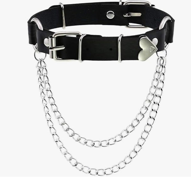 Hot Selling Punk Gothic Pu Leather Asymmetrical Heart