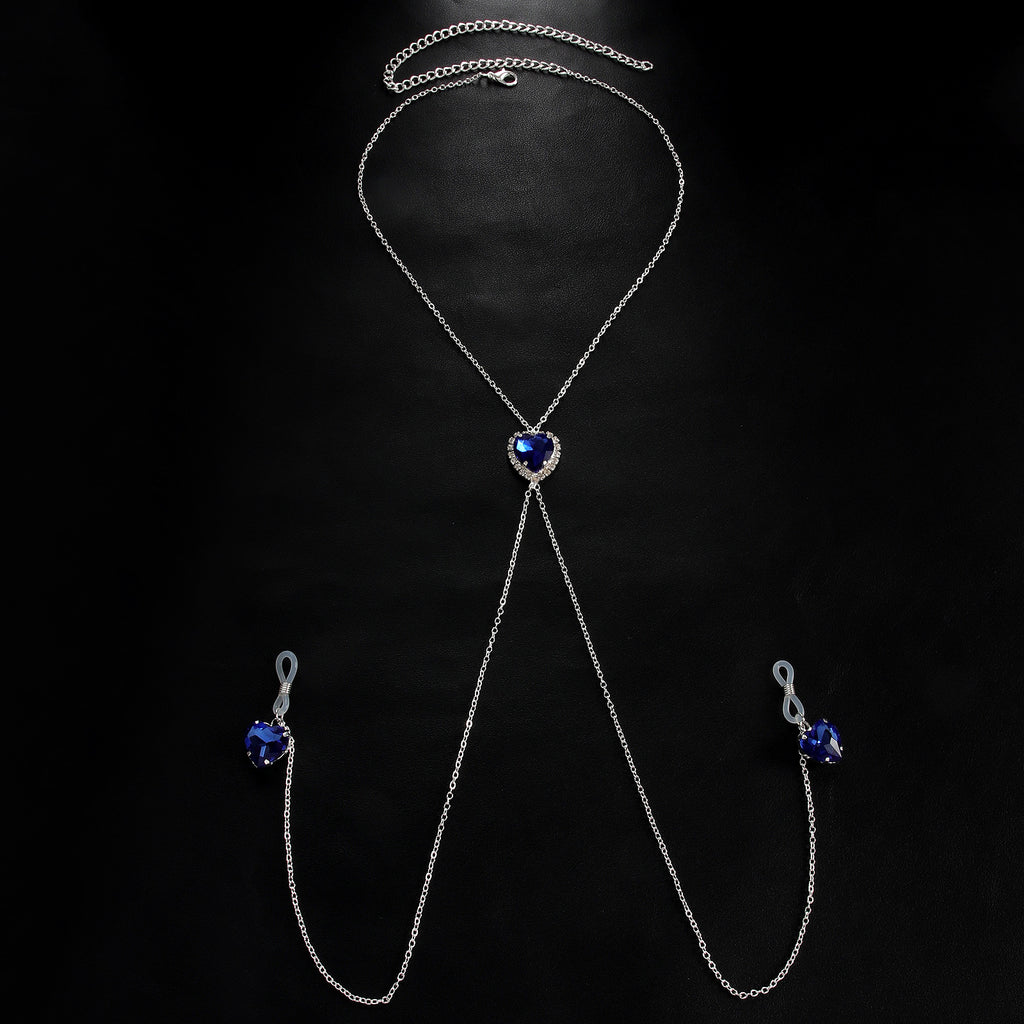 Heart Crystal Pendant Nipple Chain Chest Chain Nipple
