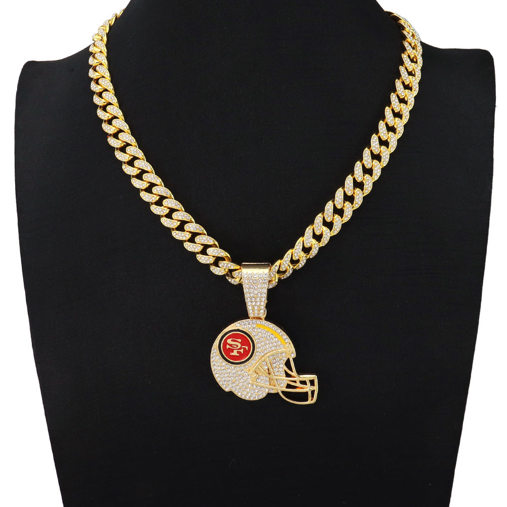 Diamond Encrusted Olive Cap Pendant Cuban Chain Necklace