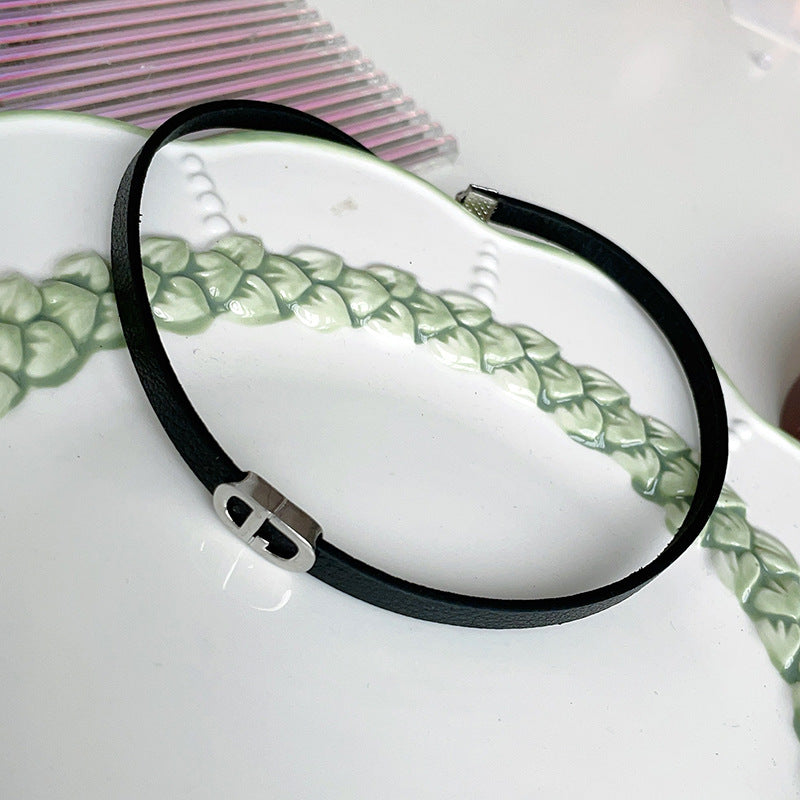 Hip Hop Leather Cd Letter Necklace Light Luxury