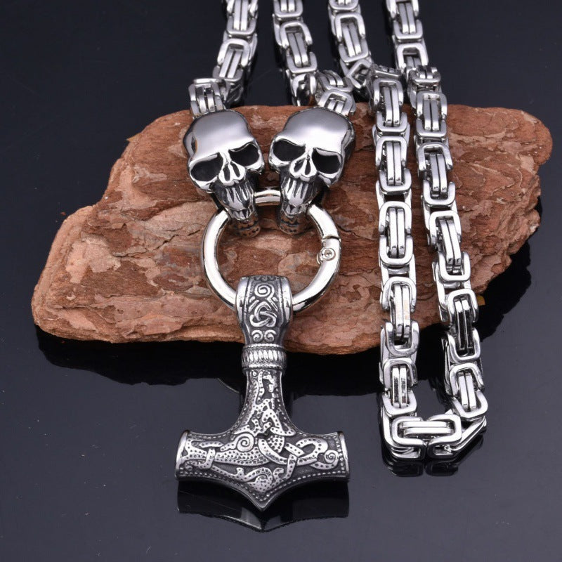 Explosions Retro Hammer Pendant Skull Necklace Stainless Steel
