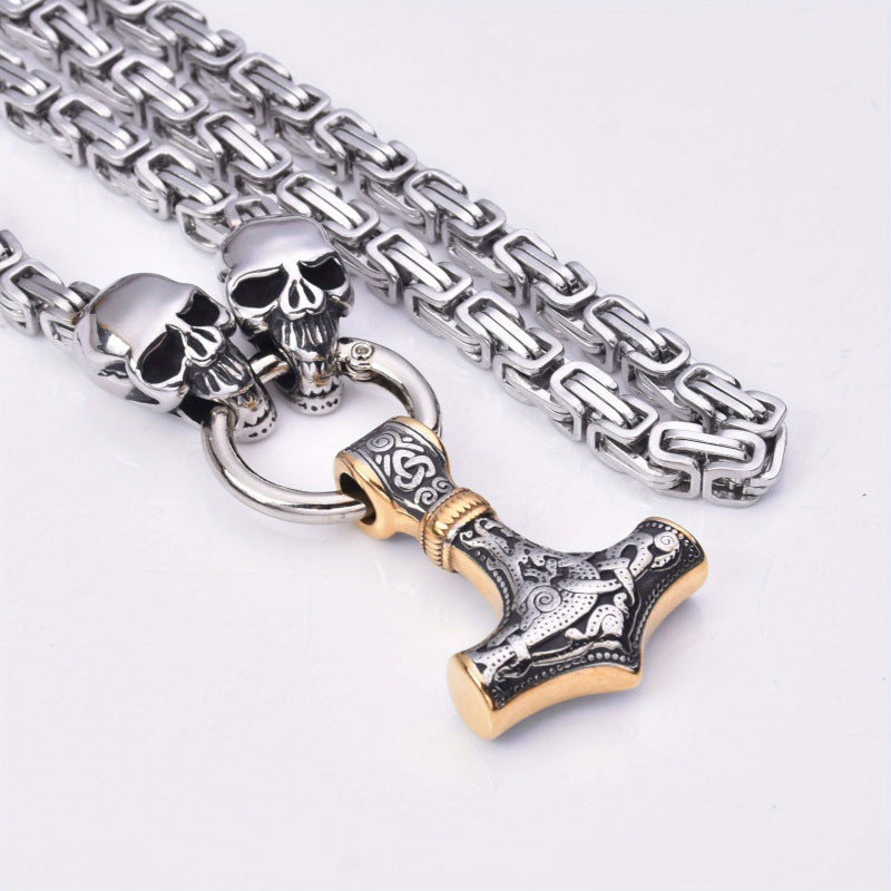 Hot Selling Retro Hammer Skull Necklace Stainless Steel