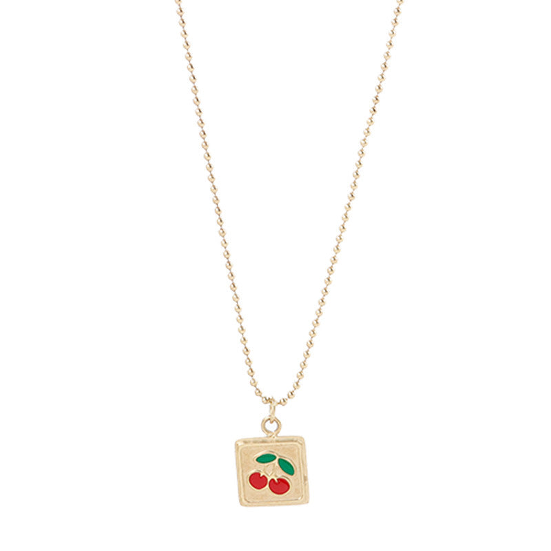 Minimalist Square Cherry Necklace Niche Design Clavicle Chain