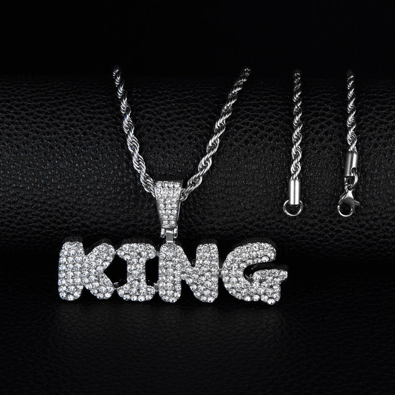 Hip Hop Versatile Men'S Diamond Studded Letter King
