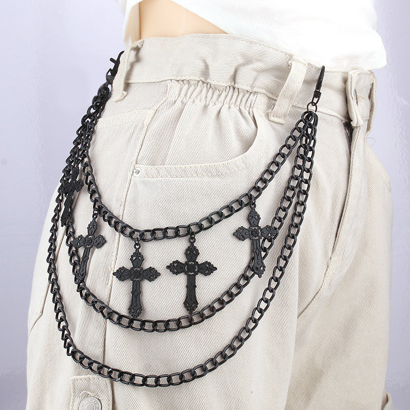 Punk Cool Cross Pendant Pants Chain Hip Hop
