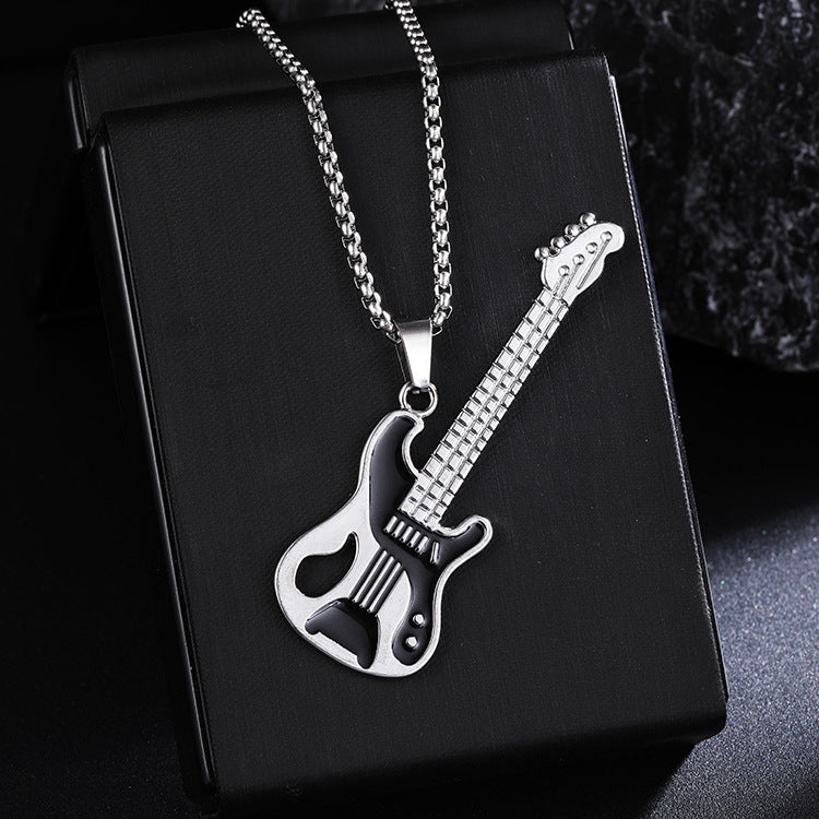 Guitar Pendant Necklace For Men Colorful Oil Drip