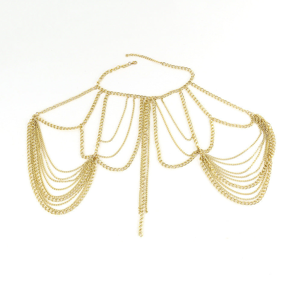 Ladies Multilayer Metal Aluminum Chain Tassel Neck Chain
