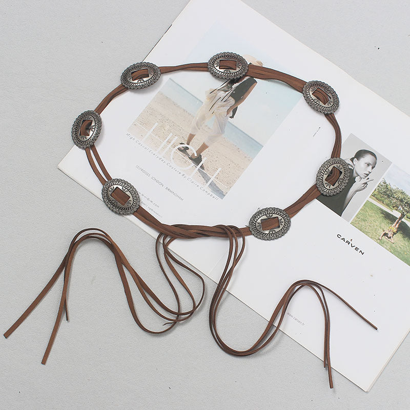 Designer Catwalk Hand Wear Metal Suede Waist Chain
