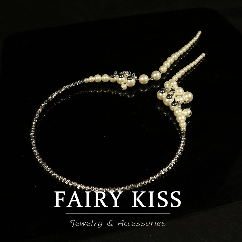 Light Luxury Pearl Tassel Collar Necklace Fashionable Elegant