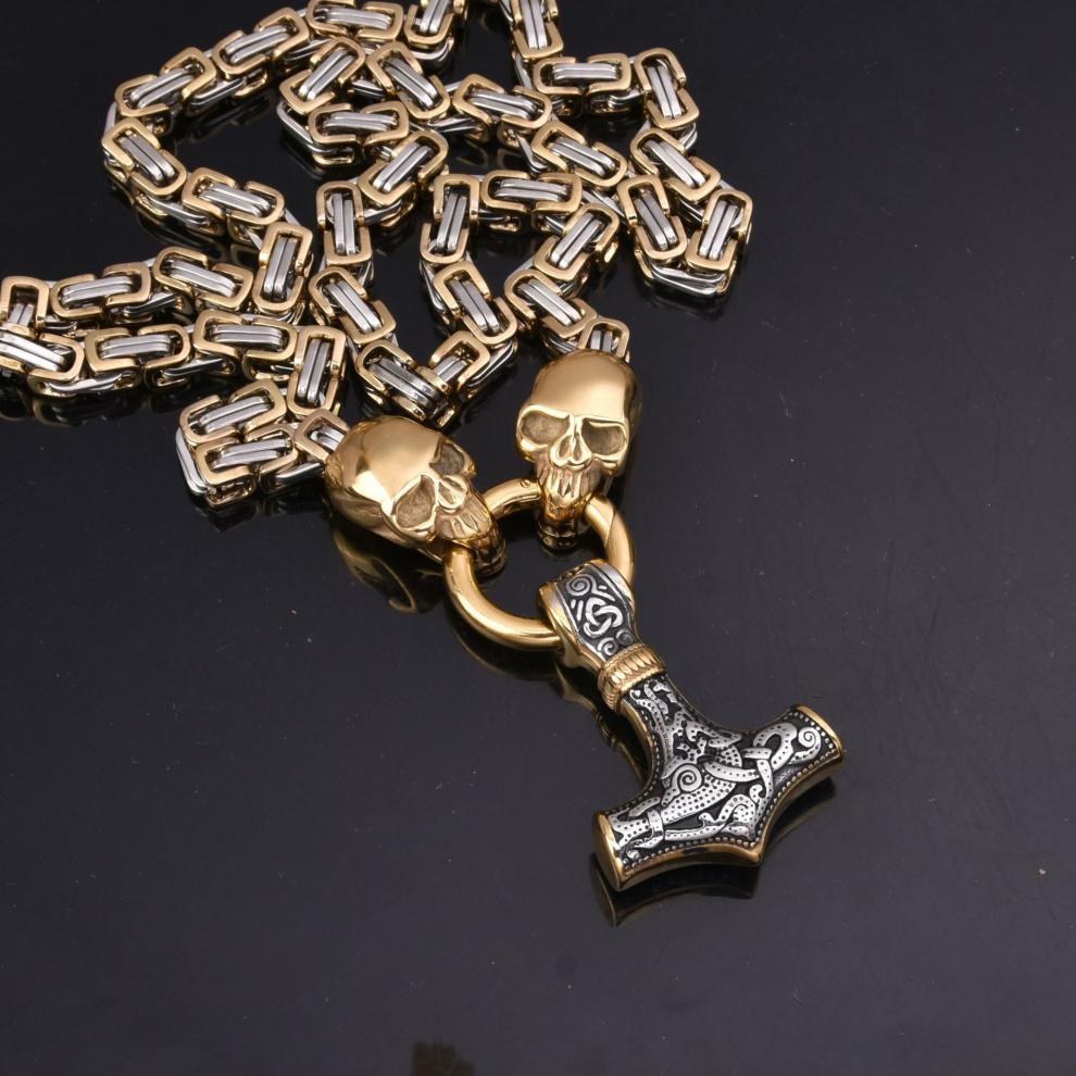 Explosions Retro Hammer Pendant Skull Necklace Stainless Steel