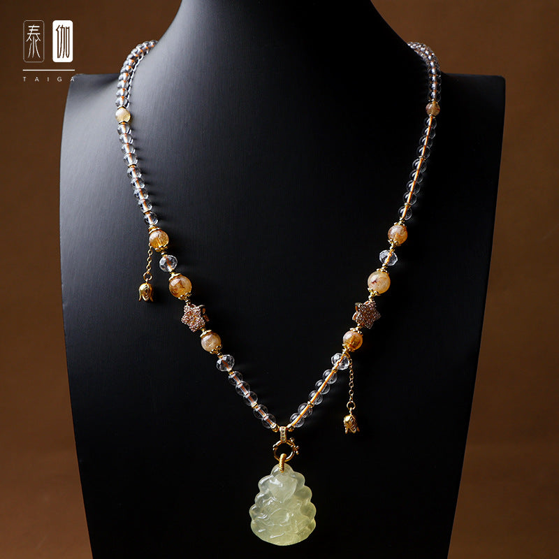 Taiga Thai Buddha Chain Natural Yellow Tower Crystal