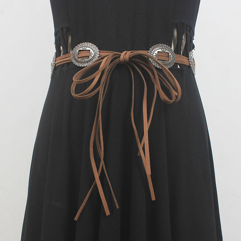 Designer Catwalk Hand Wear Metal Suede Waist Chain