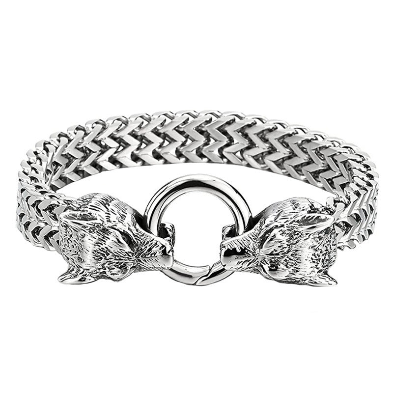 Popular Stainless Steel Retro Stylish Viking Wolf Head