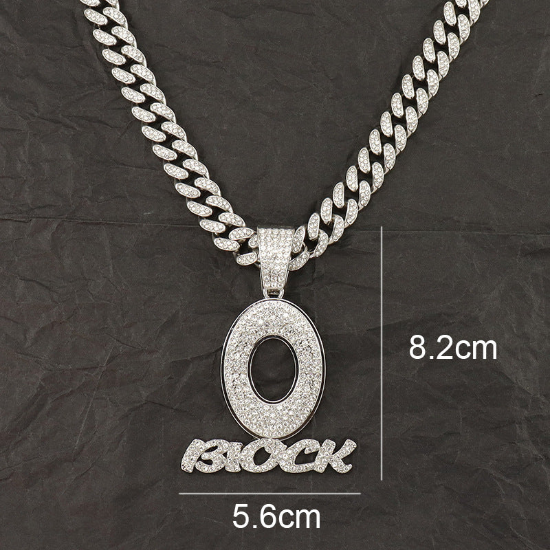 Hip Hop Style Cool Diamond Letter Oblock Pendant