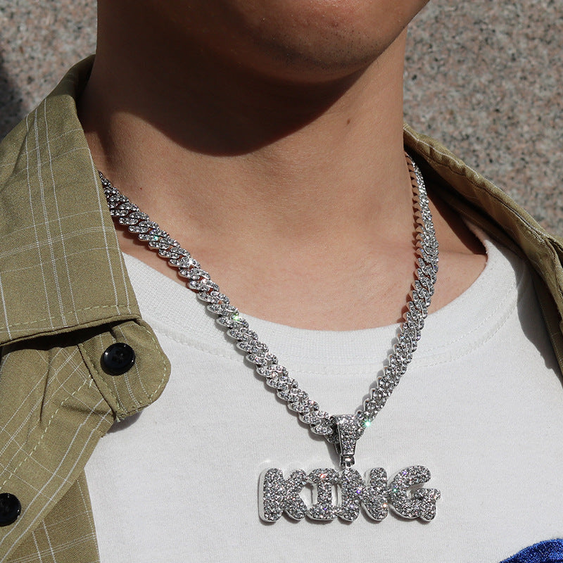 Hip Hop Versatile Men'S Diamond Studded Letter King