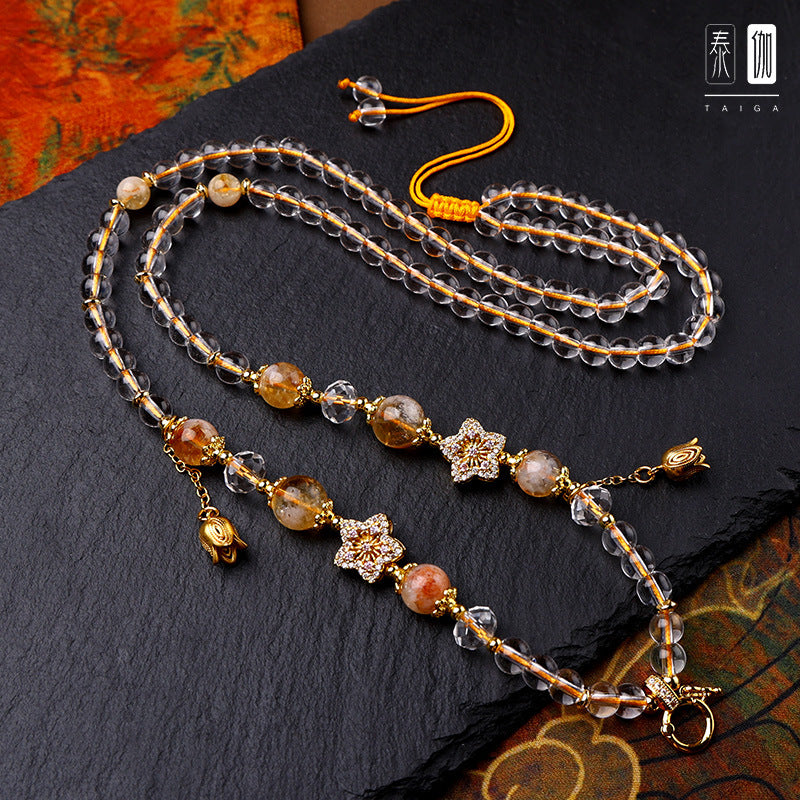 Taiga Thai Buddha Chain Natural Yellow Tower Crystal
