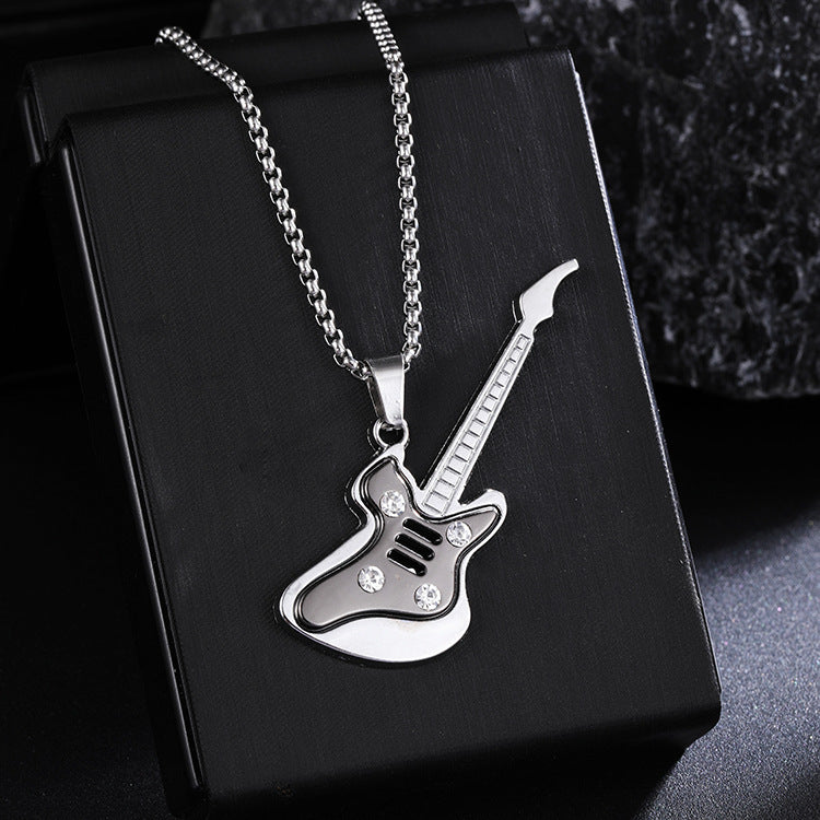 Guitar Pendant Necklace For Men Colorful Oil Drip