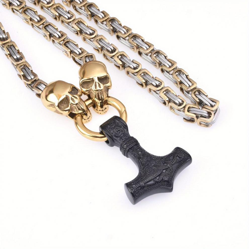 Hot Selling Retro Hammer Skull Necklace Stainless Steel