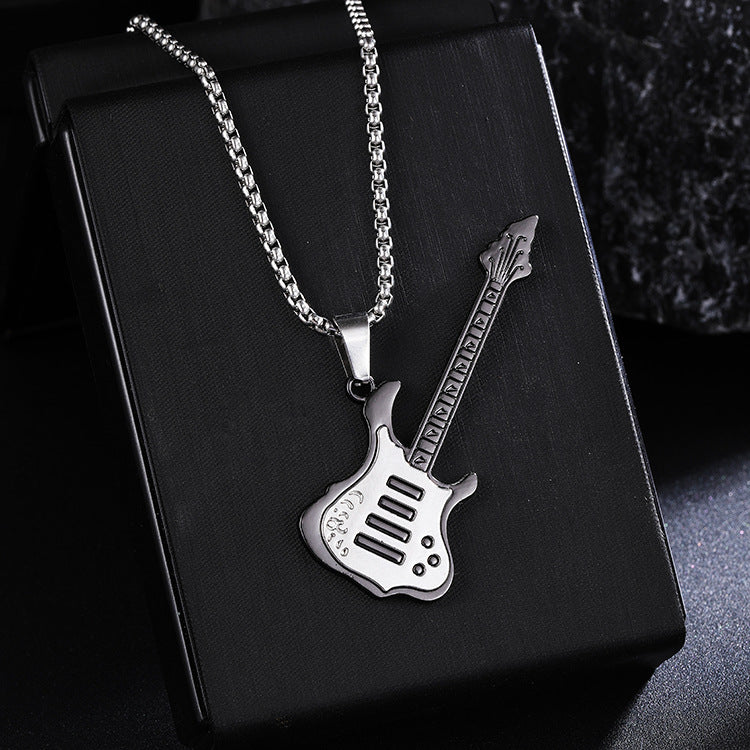 Guitar Pendant Necklace For Men Colorful Oil Drip