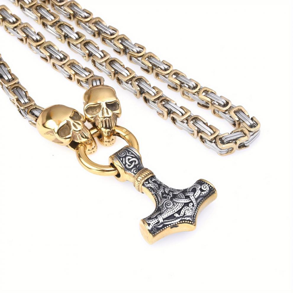 Explosions Retro Hammer Pendant Skull Necklace Stainless Steel