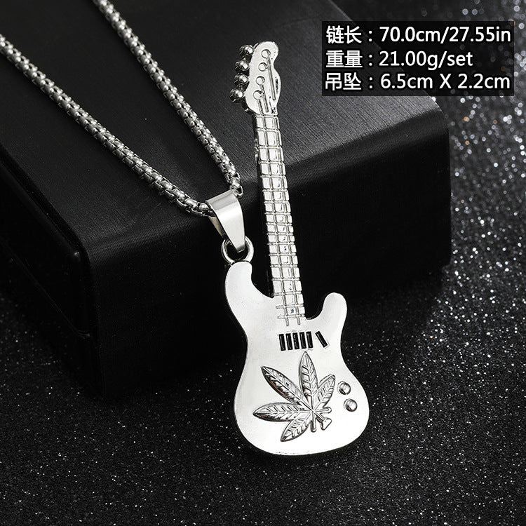 Guitar Pendant Necklace For Men Colorful Oil Drip