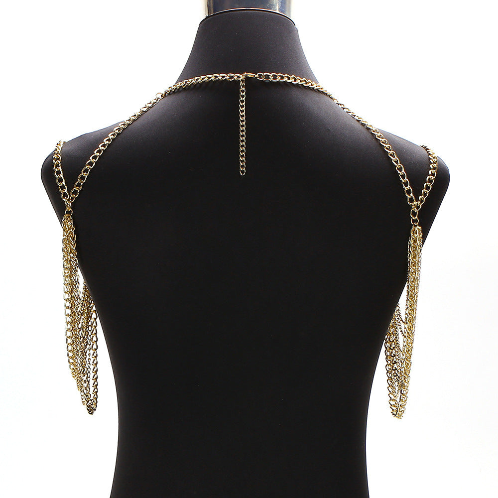 Ladies Multilayer Metal Aluminum Chain Tassel Neck Chain