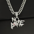 Hip Hop Style Full Diamond Stitching Letter Love