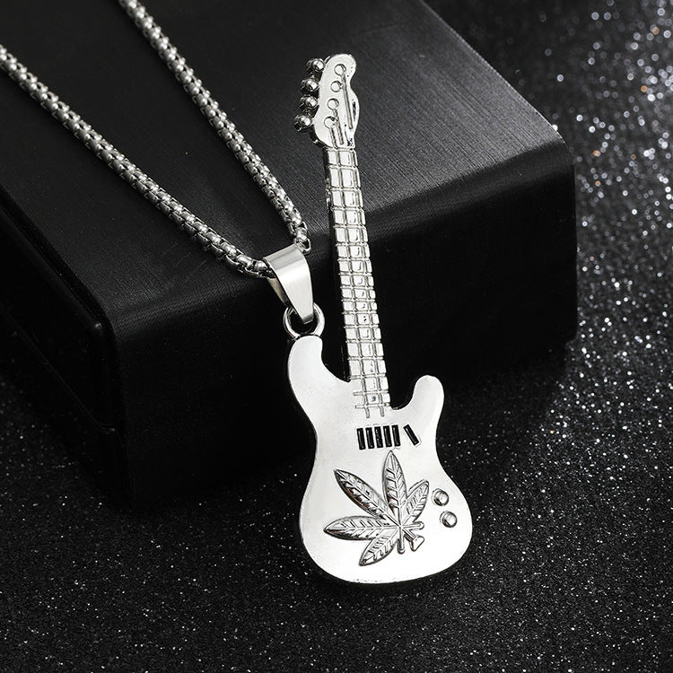 Guitar Pendant Necklace For Men Colorful Oil Drip