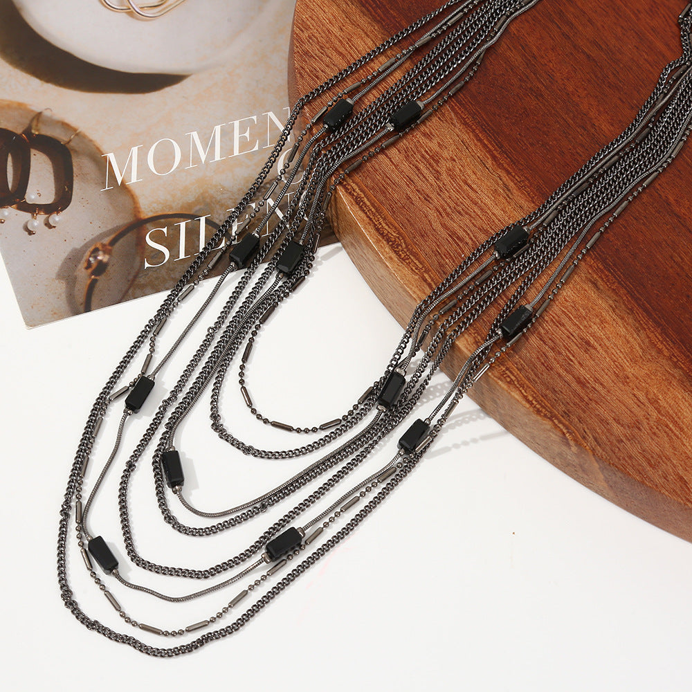 Multi Layer Trendyy Versatile Inlaid With Rhinestones Autumn