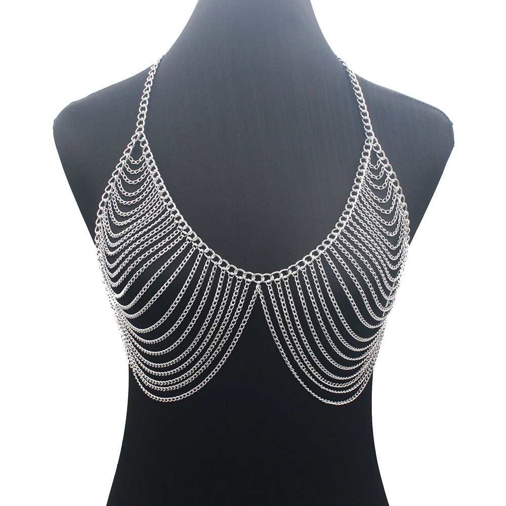 Design Women Multilayer Metal Aluminum Chain Chest Chain