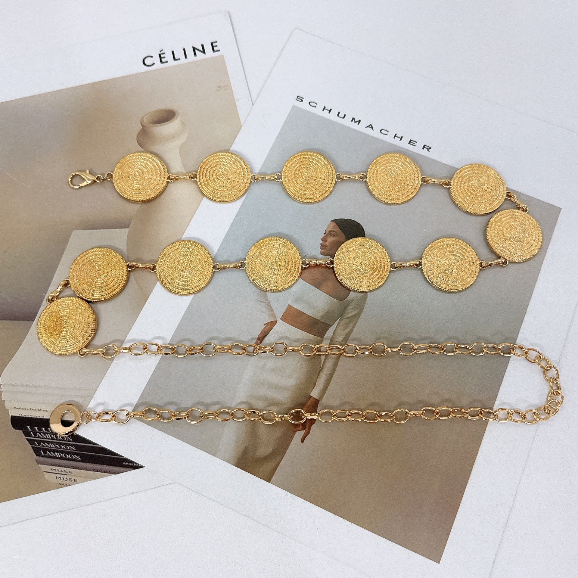 Threaded Round Swirl Metal Waist Chain For Women