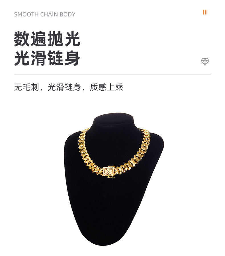 Explosives Box Buckle Cuban Chain Trend Alloy Rhinestone