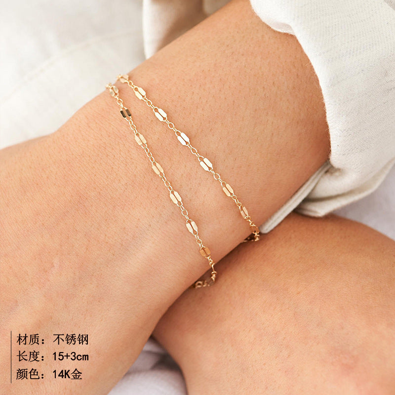 Simple Lip Chain Adjustable Women'S Golden Stainless Steel