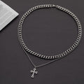 Cross Double Layer Cuban Necklace Men'S Accessible Luxury