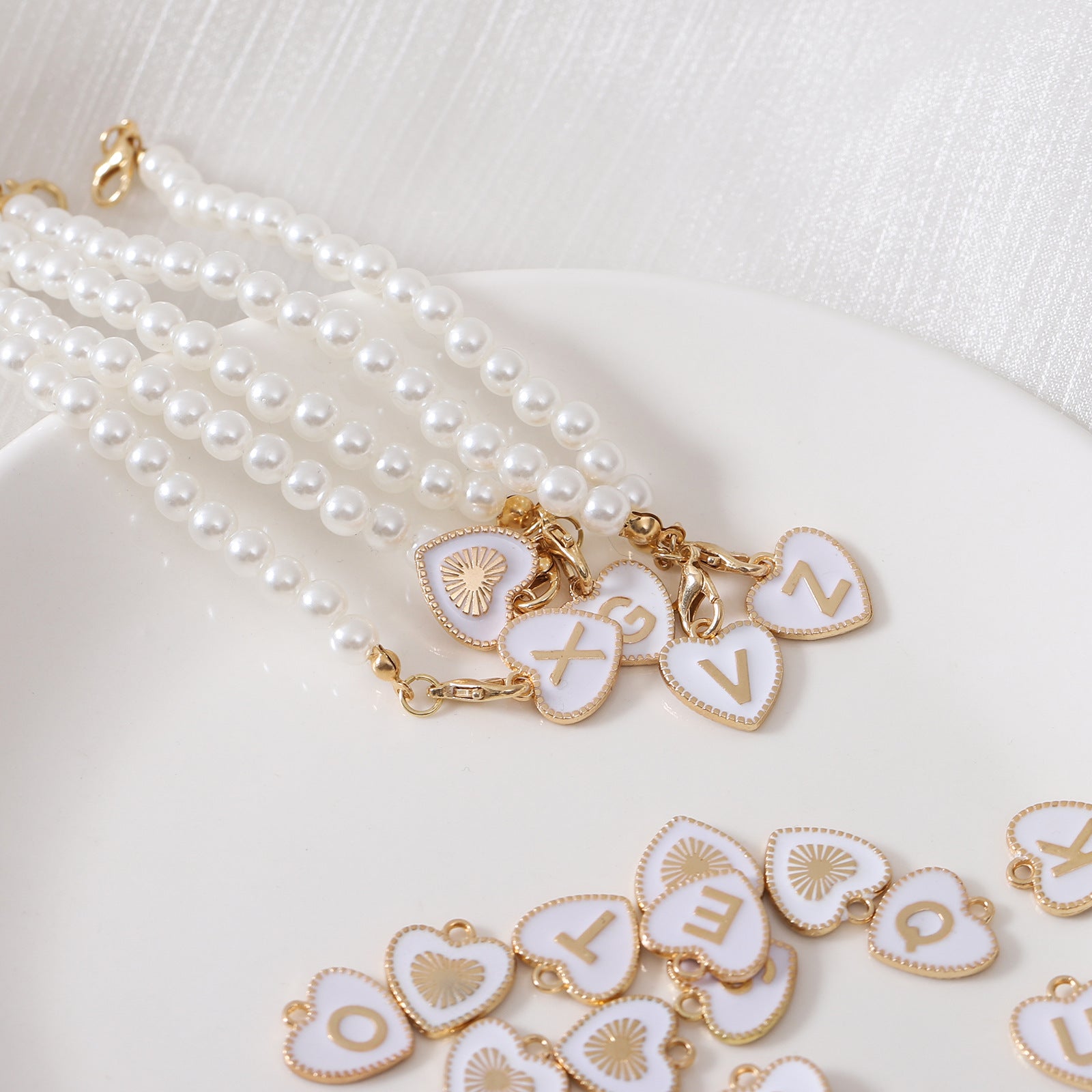 Keychain Cup Pearl Chain Love Chain Strap Lobster