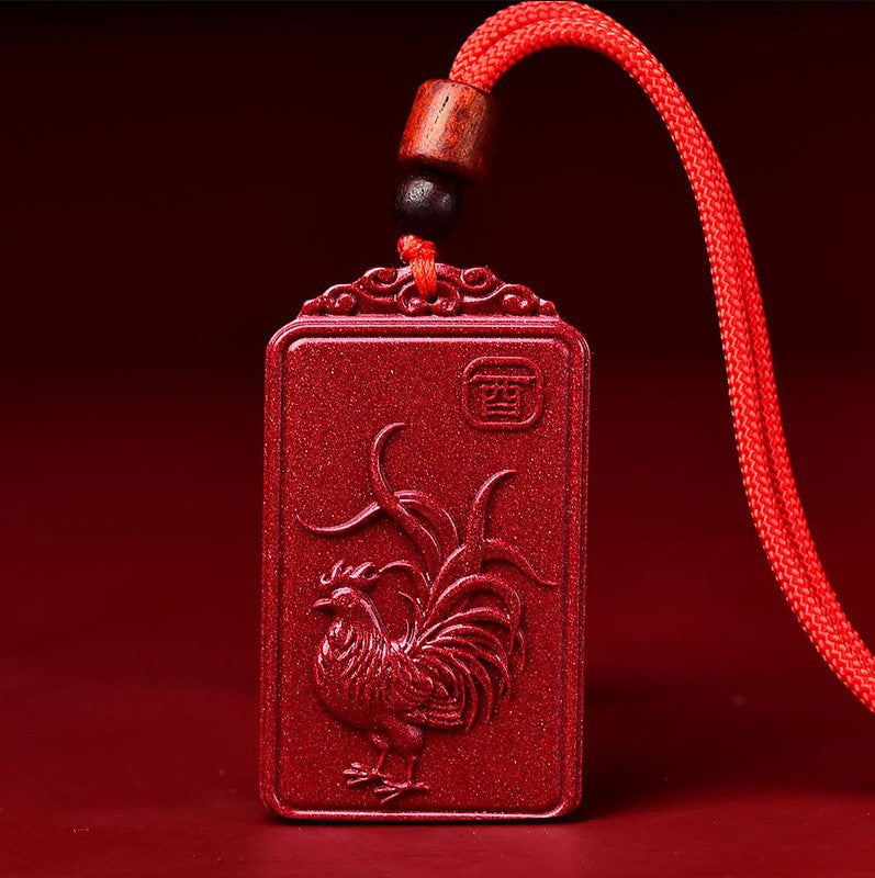 Natural Raw Ore Cinnabar Double Sided Buddha Pendant