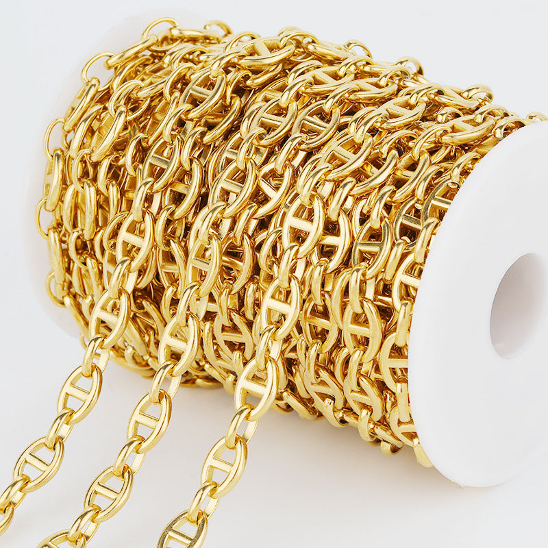 8Mm Stainless Steel Japanese Chain Bold Pig Nose