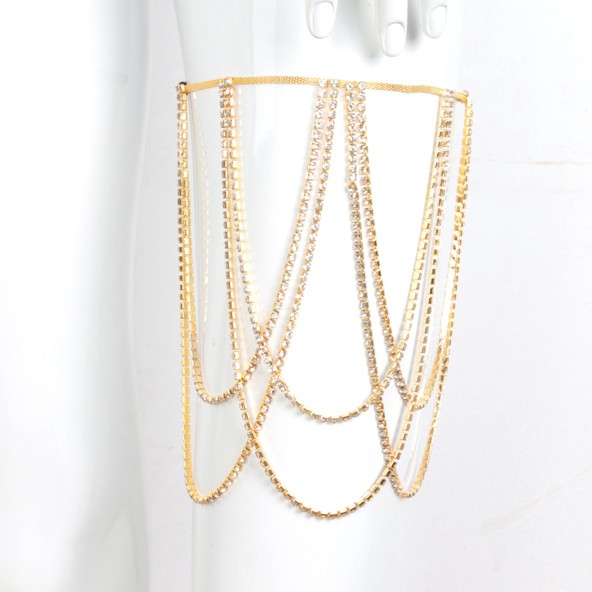 Multi Layered Cross Rhinestone Chain Full Of Crystals