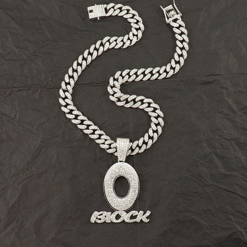 Hip Hop Style Cool Diamond Letter Oblock Pendant