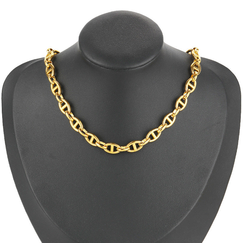 8Mm Stainless Steel Japanese Chain Bold Pig Nose