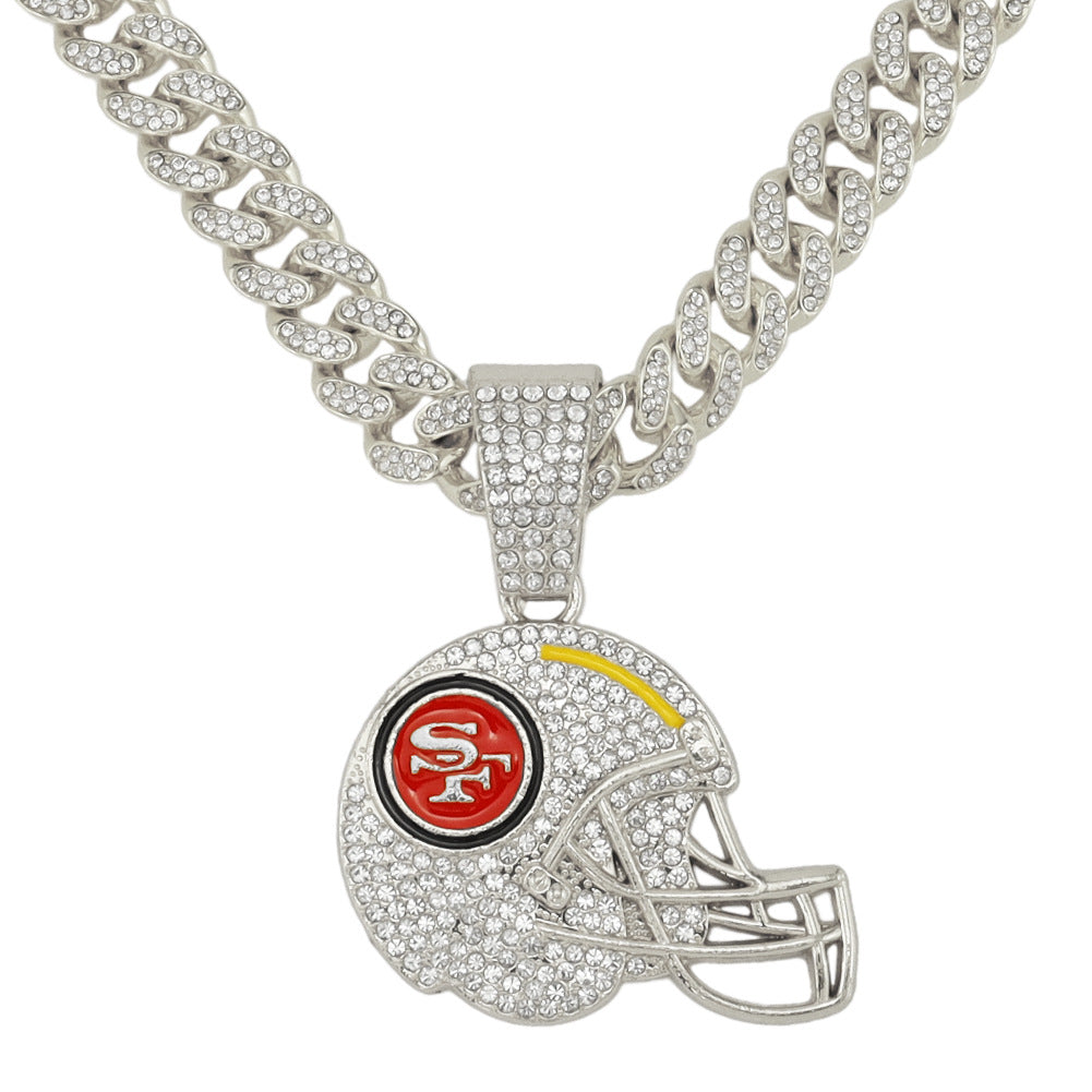 Diamond Encrusted Olive Cap Pendant Cuban Chain Necklace